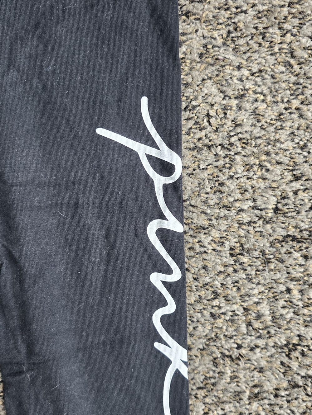 PINK Victoria's Secret Black Leggings with White Script - Picture 2 of 3